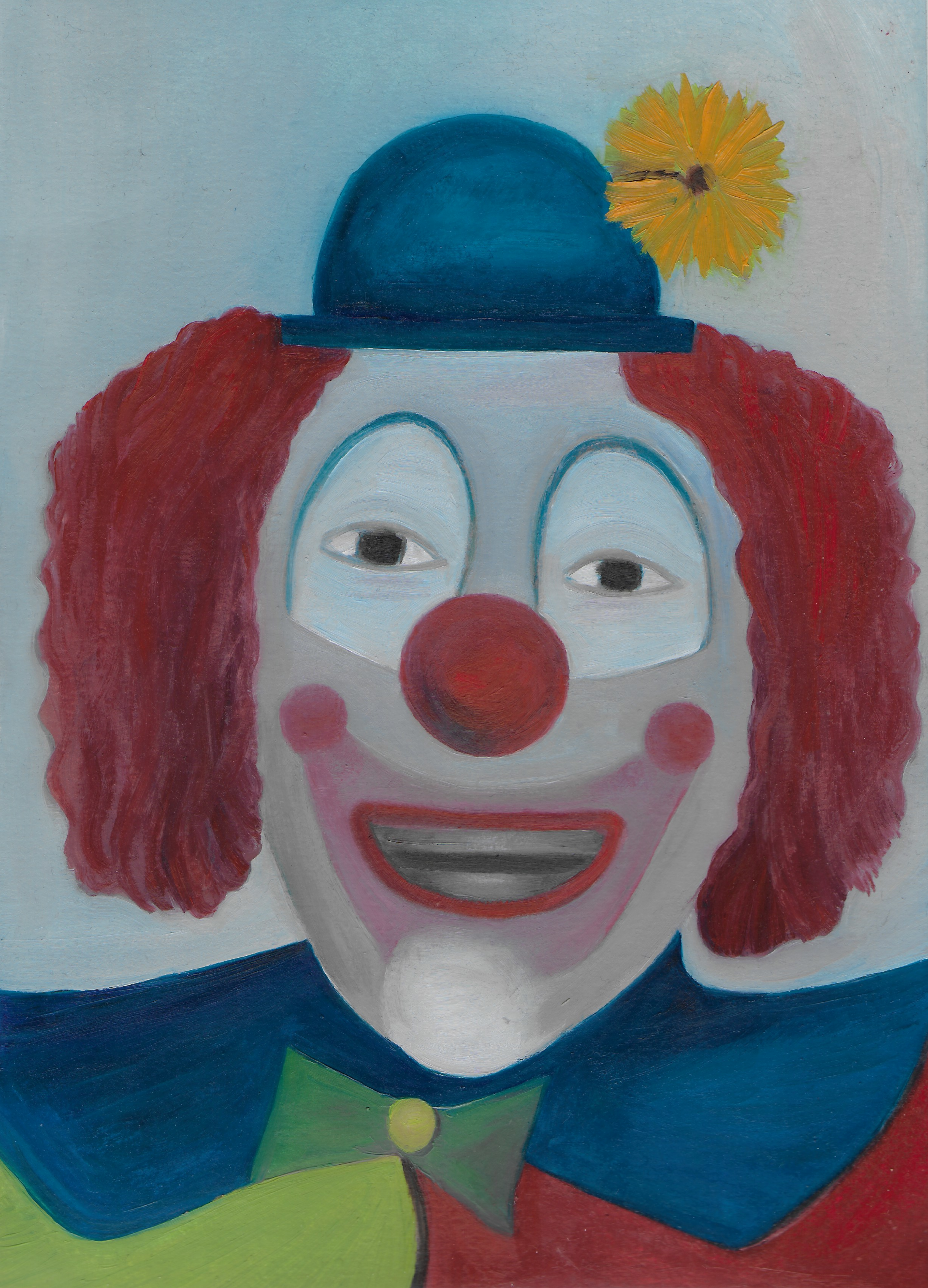 Portrait of a smiling clown by olipaintfr