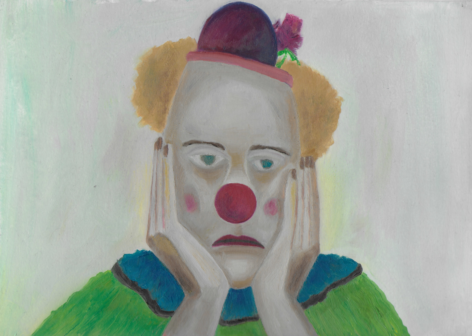 A sad clown, artwork by olipaintfr