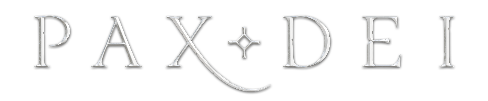 The image shows the logo for the video game Pax Dei, featuring the game's title in elegant, white text on a black background.