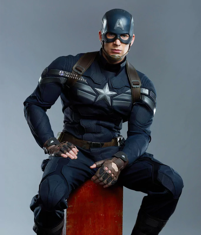 Captain America in action, ready to fight in The Winter Soldier movie.