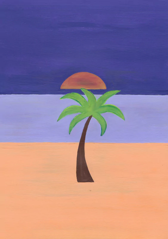  Palm tree purple sky