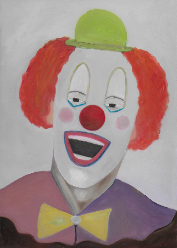  Portrait of a laughing clown, oil painting