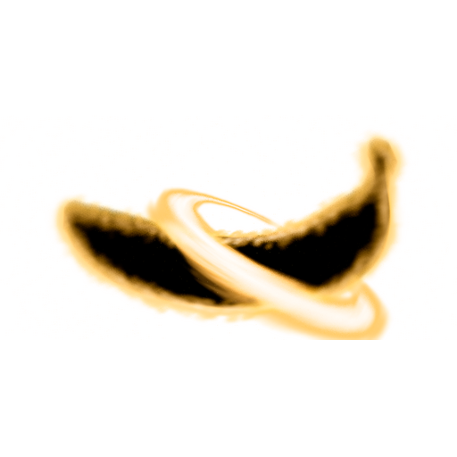 Glowing banana graphic with a golden aura, tagged as related to the video game Banana (Video Game).