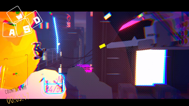 A screenshot from Aerial_Knight's Never Yield shows a dynamic urban environment with a character performing a jump. Keyboard keys (W, A, S, D) are highlighted in the top-left corner.