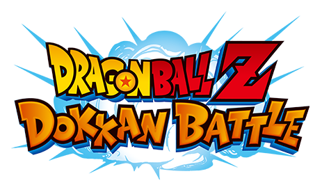 Logo for the video game Dragon Ball Z Dokkan Battle, featuring dynamic text with vibrant colors and a burst effect in the background.
