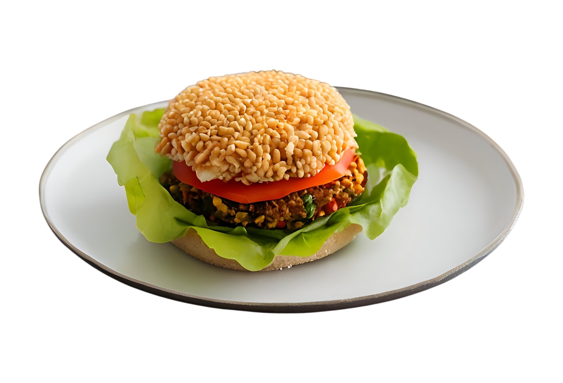 hamburger on a plate, a Vegetable Burger on Plate by MohammadTowhidulIslam