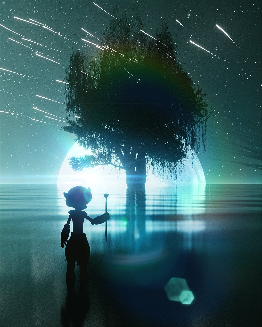 Full moon night sky by KanetyKun