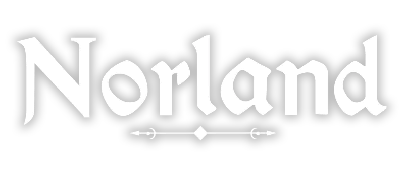 The image features the title Norland in a bold, stylized font, set against a black background, capturing the essence of a captivating video game.