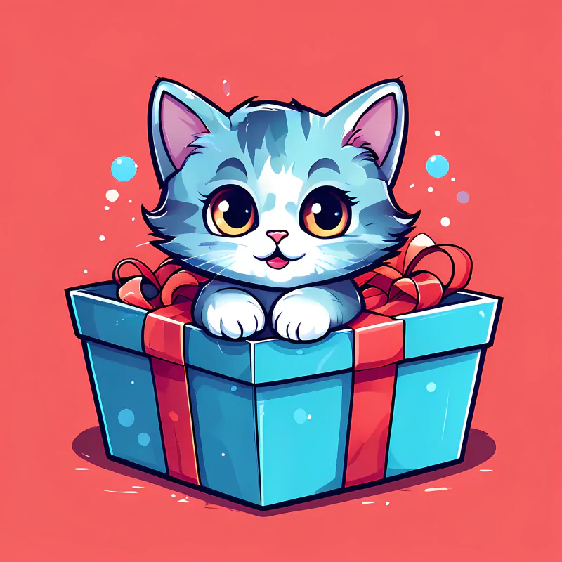  A mischievous kitten peeking out from a gift box