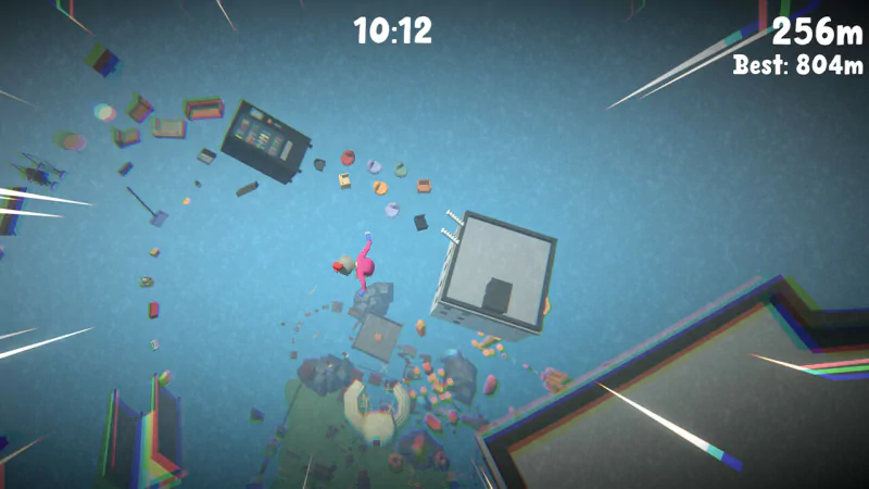 A video game scene featuring a character in a humorous, pantless situation, emphasizing a playful and quirky aesthetic.