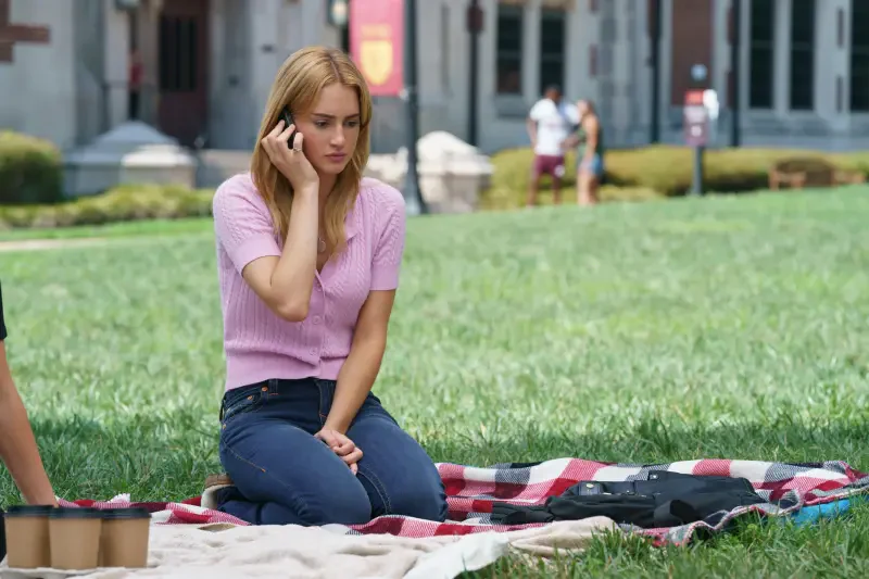 Image featuring Grace Van Patten from the TV show Tell Me Lies, capturing a moment that reflects the show's themes of romance and deception.