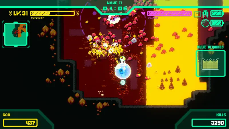A scene from the video game Hive Jump 2: Survivors, featuring a fiery monster amidst a dark environment, enhancing the game's thrilling atmosphere.