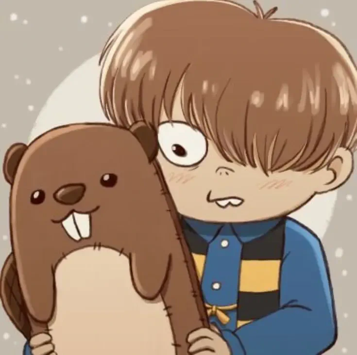  Kitaro holding a beaver plush