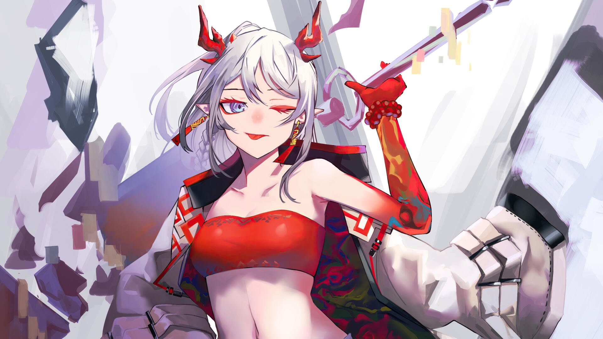 Download Nian (Arknights) Arknights Anime White Hair Image