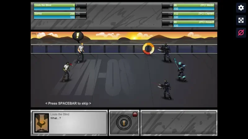 A battle scene from the video game Sonny Legacy Collection, featuring characters in combat on a rooftop against a sunset backdrop, with health bars and action prompts displayed.