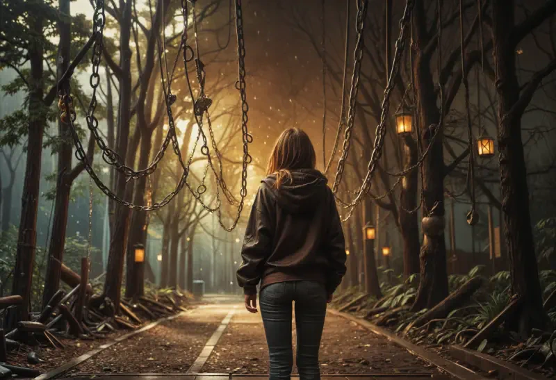 dark abandoned post apocalyptic woman Melancholic Image