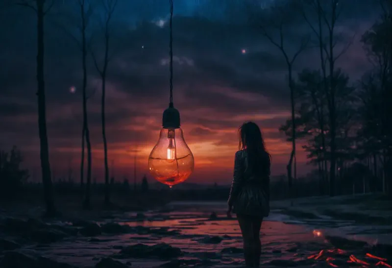dark abandoned post apocalyptic woman Melancholic Image