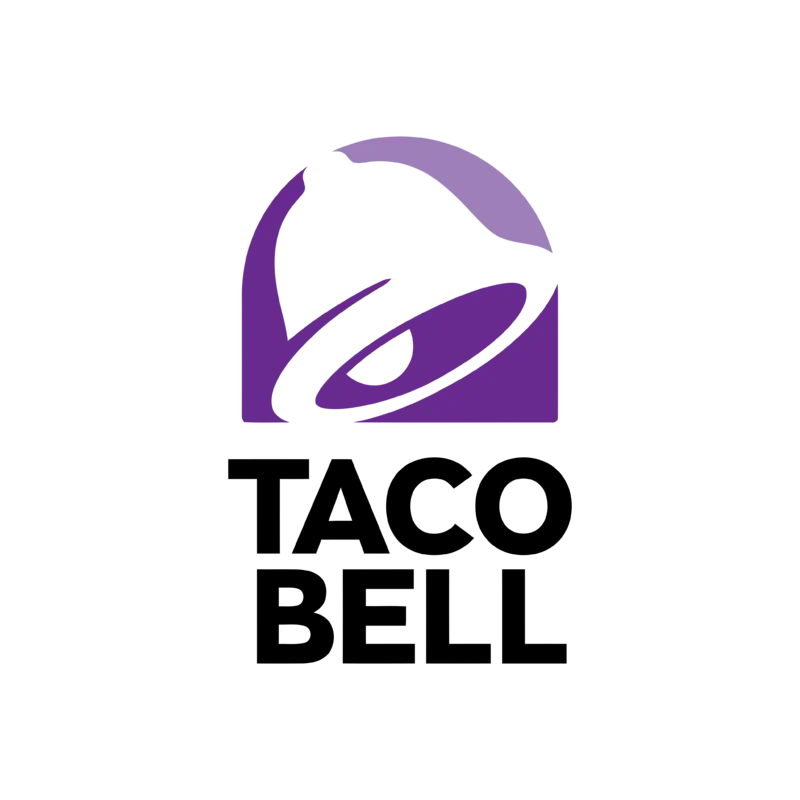 Taco Bell logo featuring a stylized bell design in purple, representing the fast-food chain known for its Mexican-inspired menu.