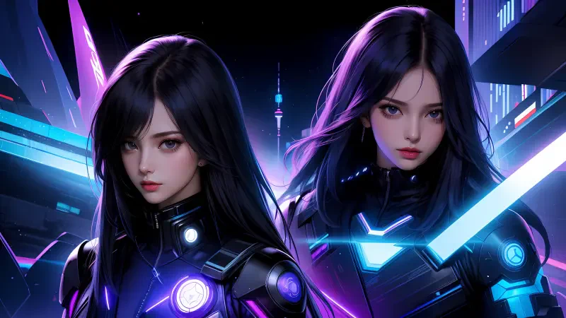 city cyberpunk twins Image