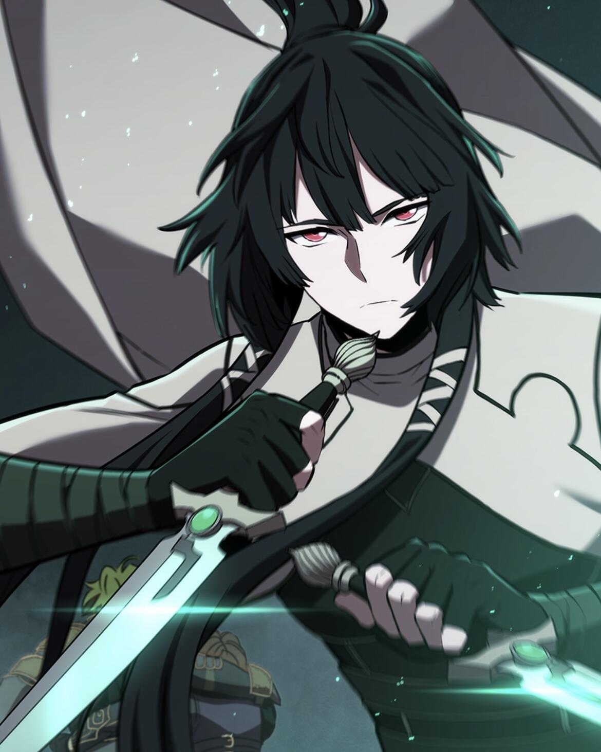 A character from the novel The Beginning After The End stands confidently, wielding two swords with a determined expression, set against a dynamic background.