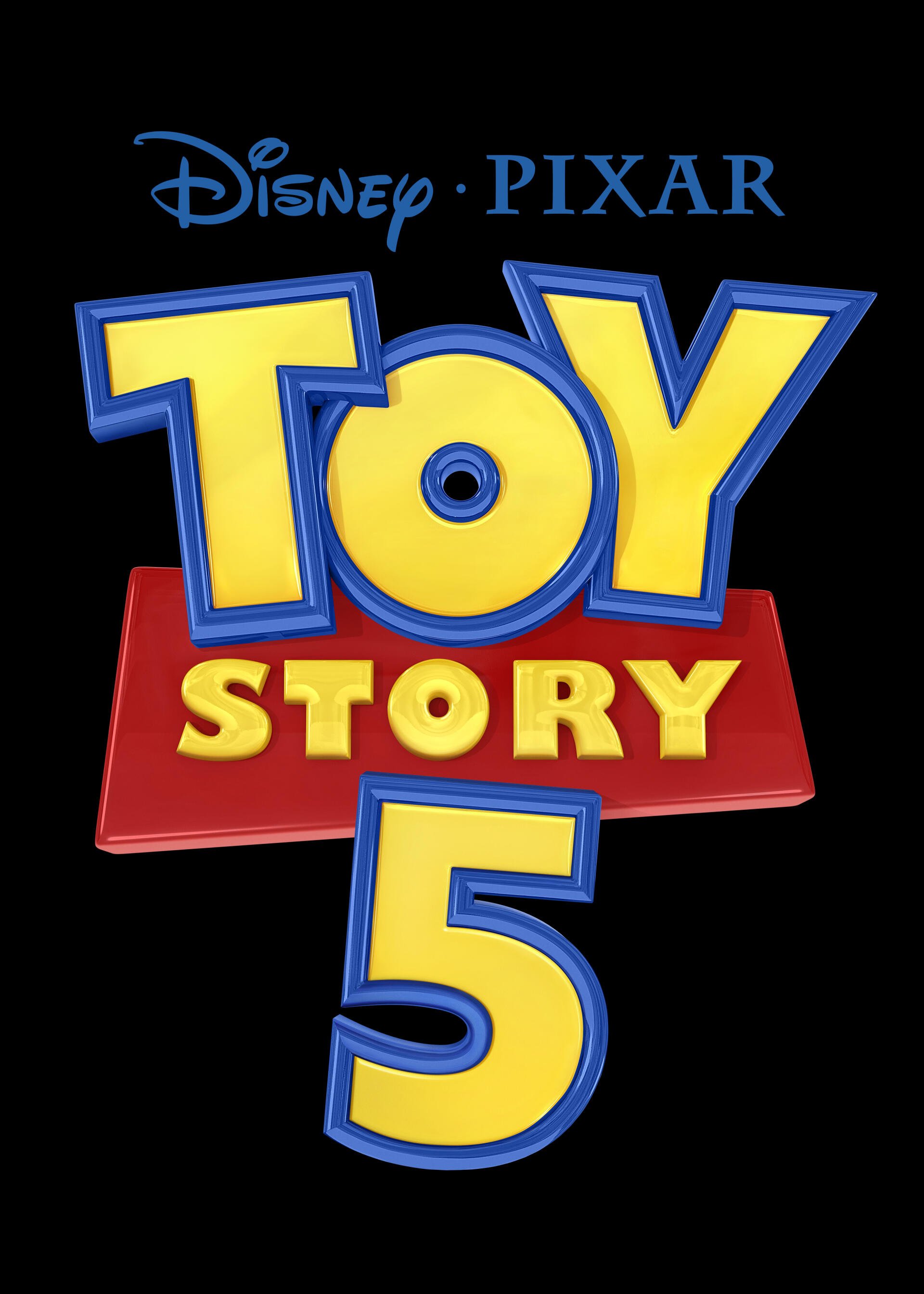 Logo for Disney Pixar's Toy Story 5, featuring vibrant yellow and red colors, showcasing the iconic movie title in a playful, bold font.