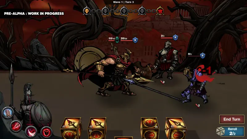 A scene from the video game Last Spartan: Glory Over Madness, showcasing a battle in a dark, fantastical setting with characters engaged in combat.