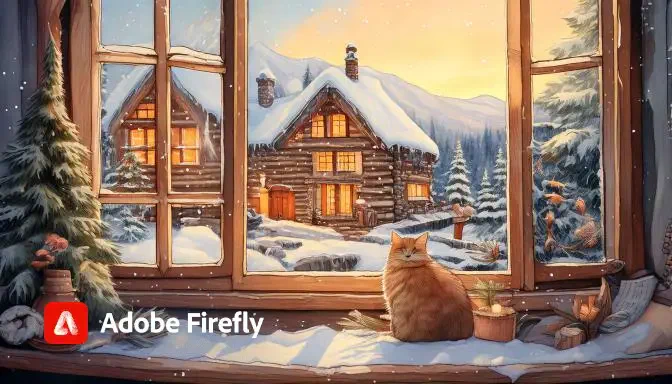 Cozy winter cottage cat Image