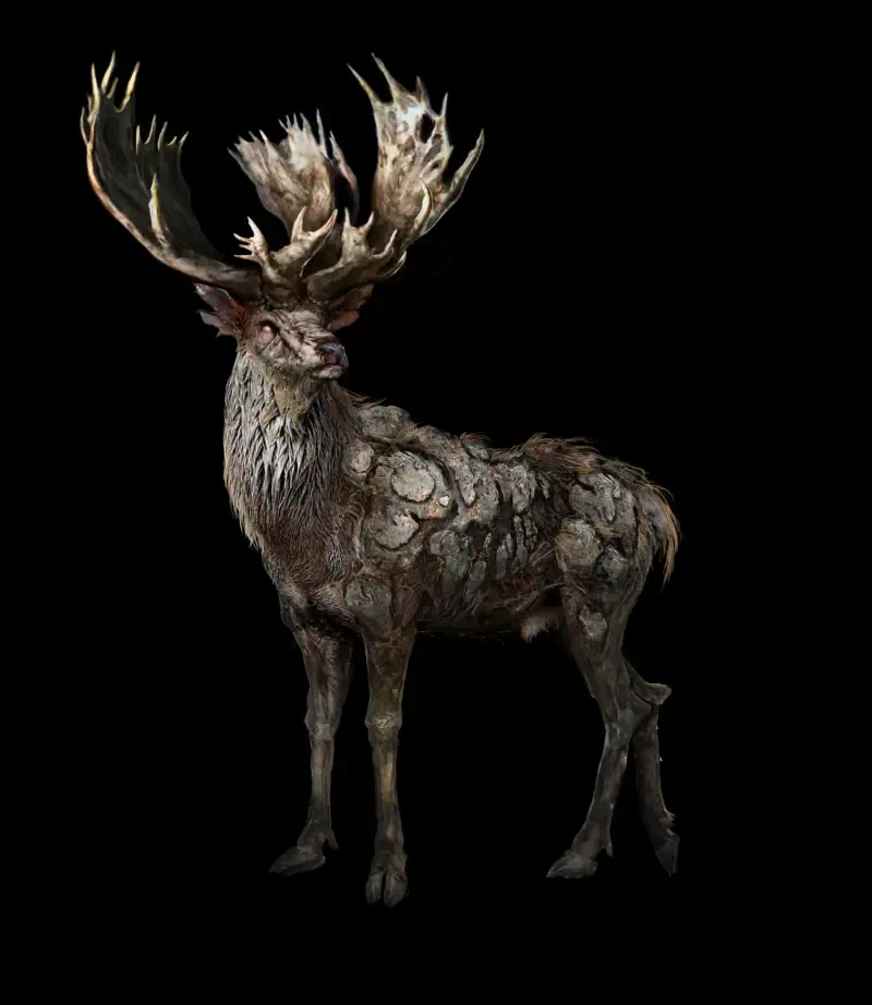 A mutated deer with twisted antlers, showcased in the video game S.T.A.L.K.E.R. 2: Heart of Chernobyl, reflecting the eerie atmosphere of the Chernobyl Exclusion Zone.
