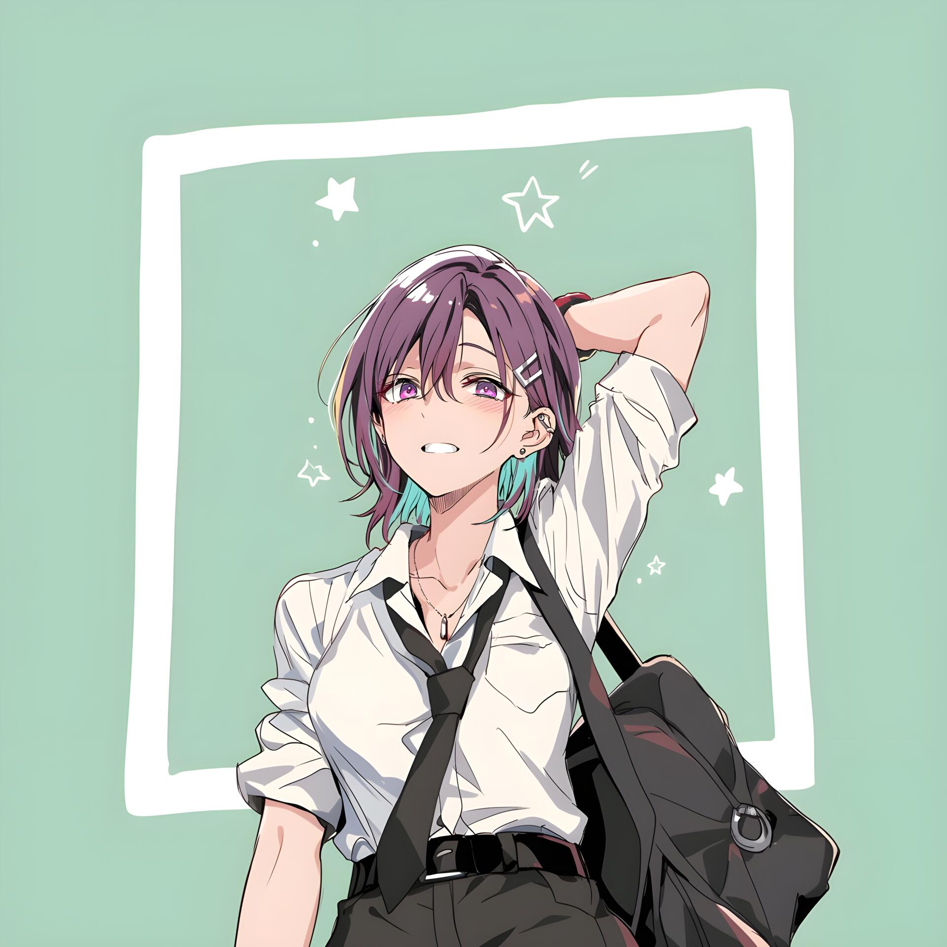 Cool Anime School Girl – Stylish Waifu Art with Modern Aesthetic by TheCrazys