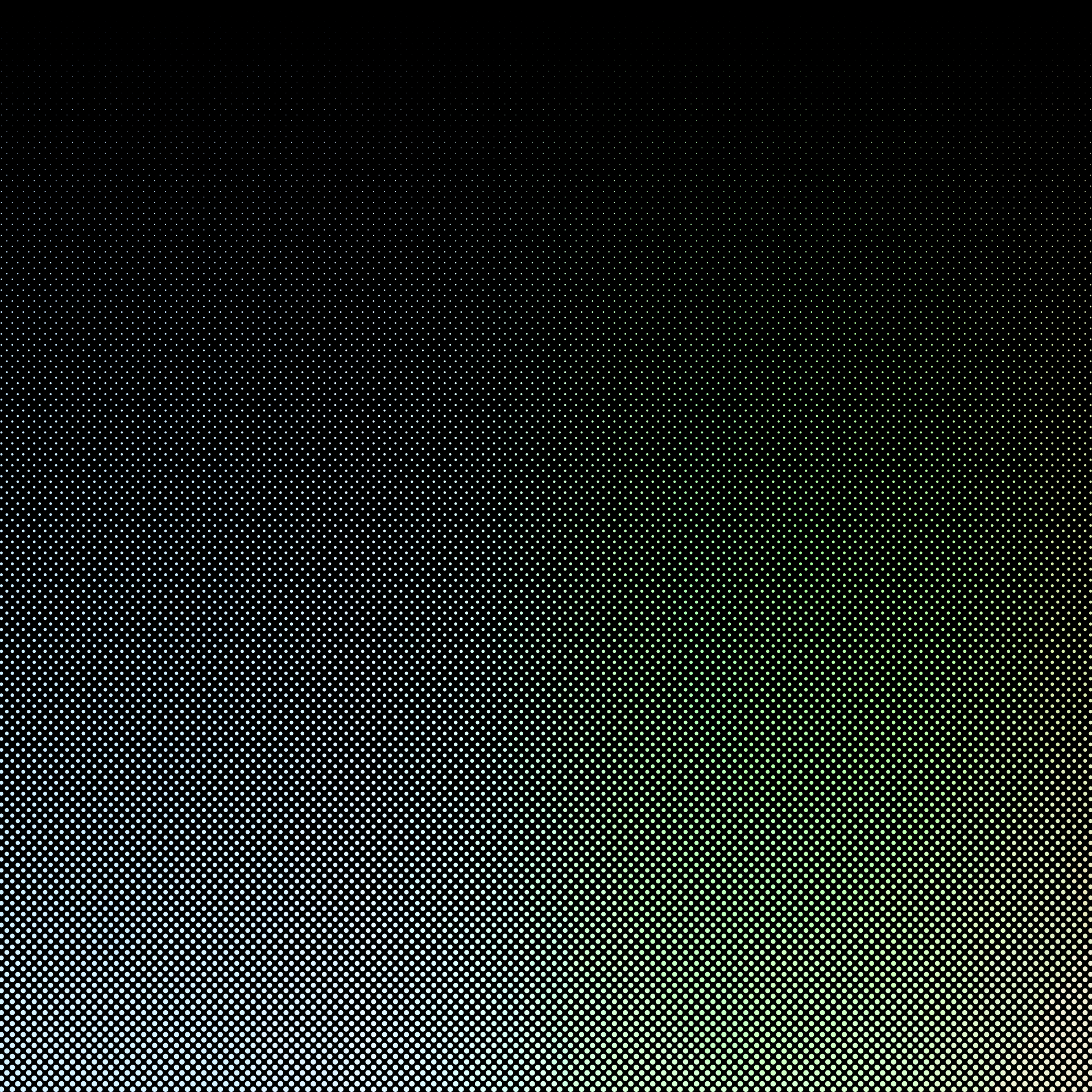 Retro neon halftone poster background: dark upper field fading to muted green with dense circular dot pattern and faint teal/purple highlights.