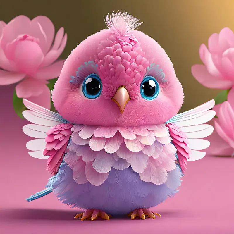 bird fluffy cute pink feather Image