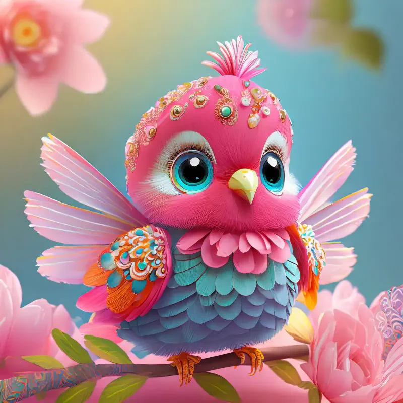 cute artistic bird pink baby Image