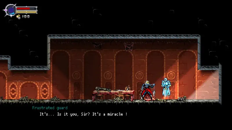 In the video game Beyond the Ice Palace 2, a frustrated guard expresses disbelief and excitement upon seeing a familiar figure, highlighting the game's narrative and character interactions.