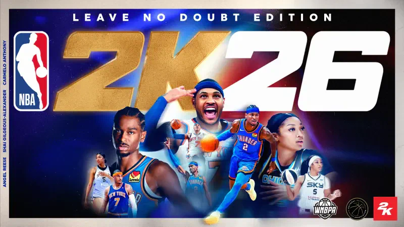 Cover art for video game NBA 2K26 Leave No Doubt Edition showing multiple Oklahoma City Thunder players in dynamic action poses beneath a large 2K26 logo.