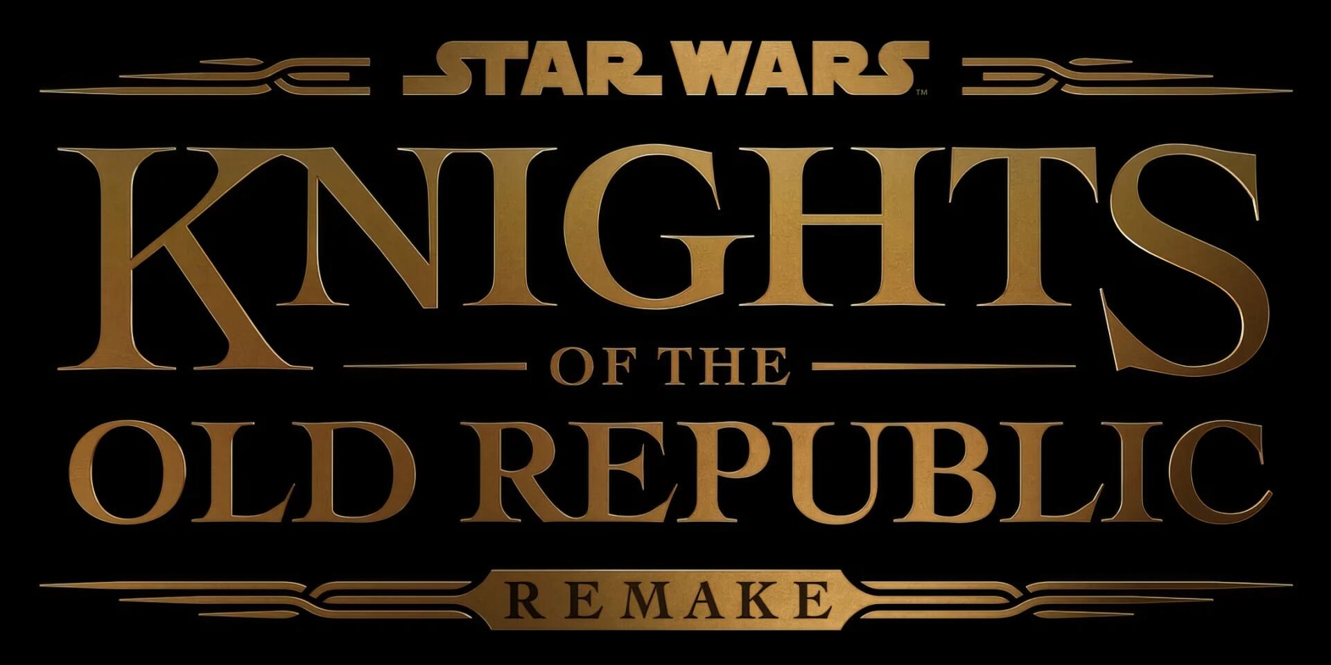 Gold-on-black video game logo reading Star Wars: Knights of the Old Republic — Remake.