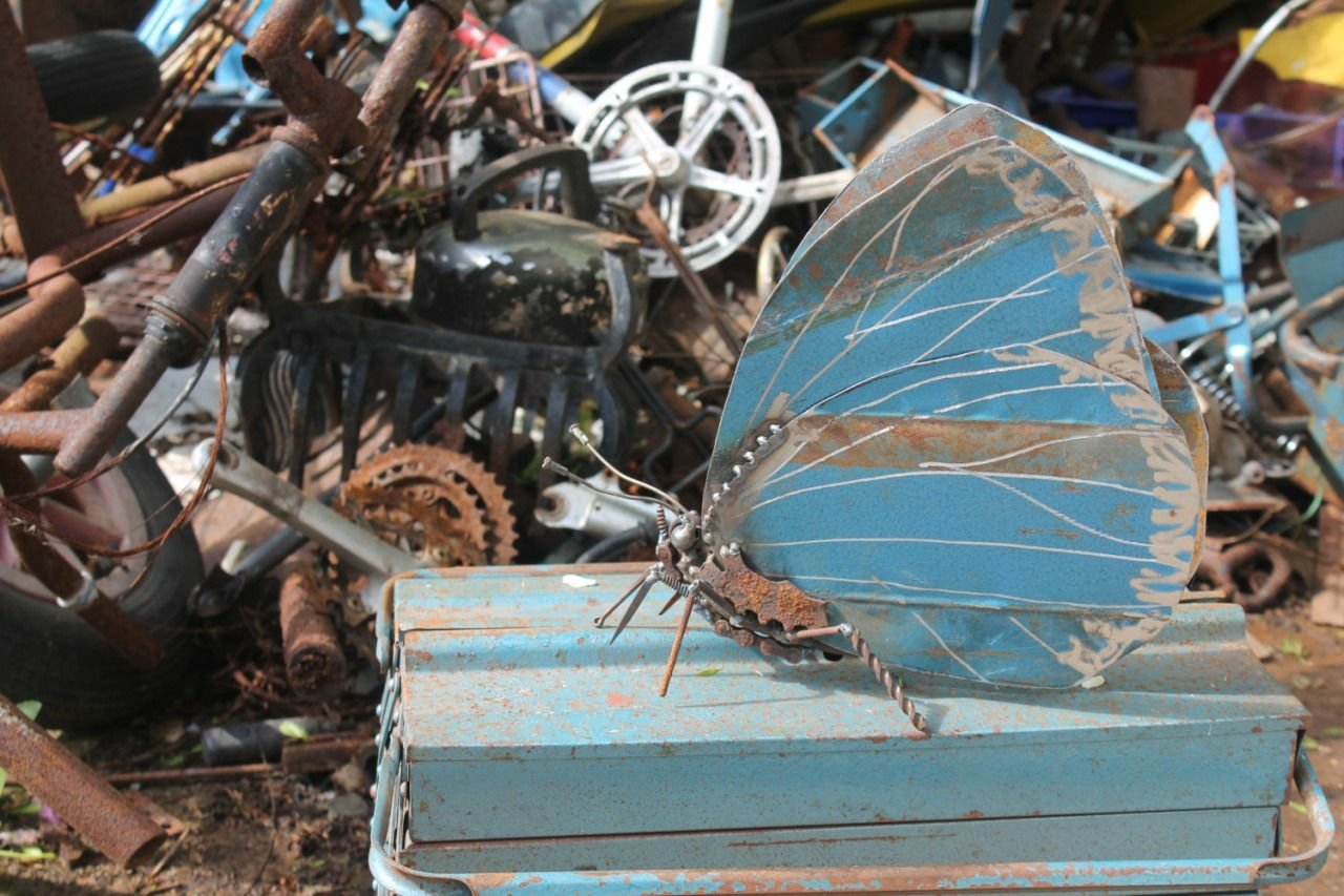 scrap metal art man made sculpture Image