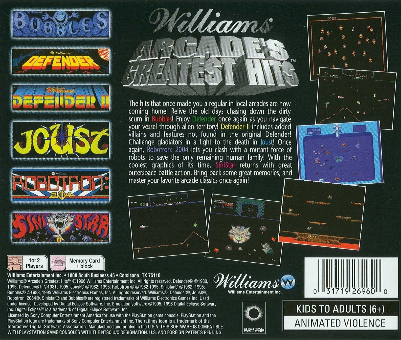 video game Williams Arcade's Greatest Hits Image