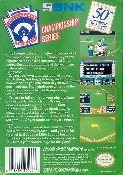 video game Little League Baseball: Championship Series Image