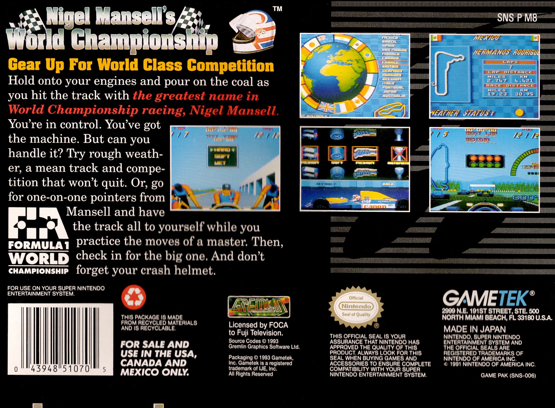video game Nigel Mansell's World Championship Racing Image