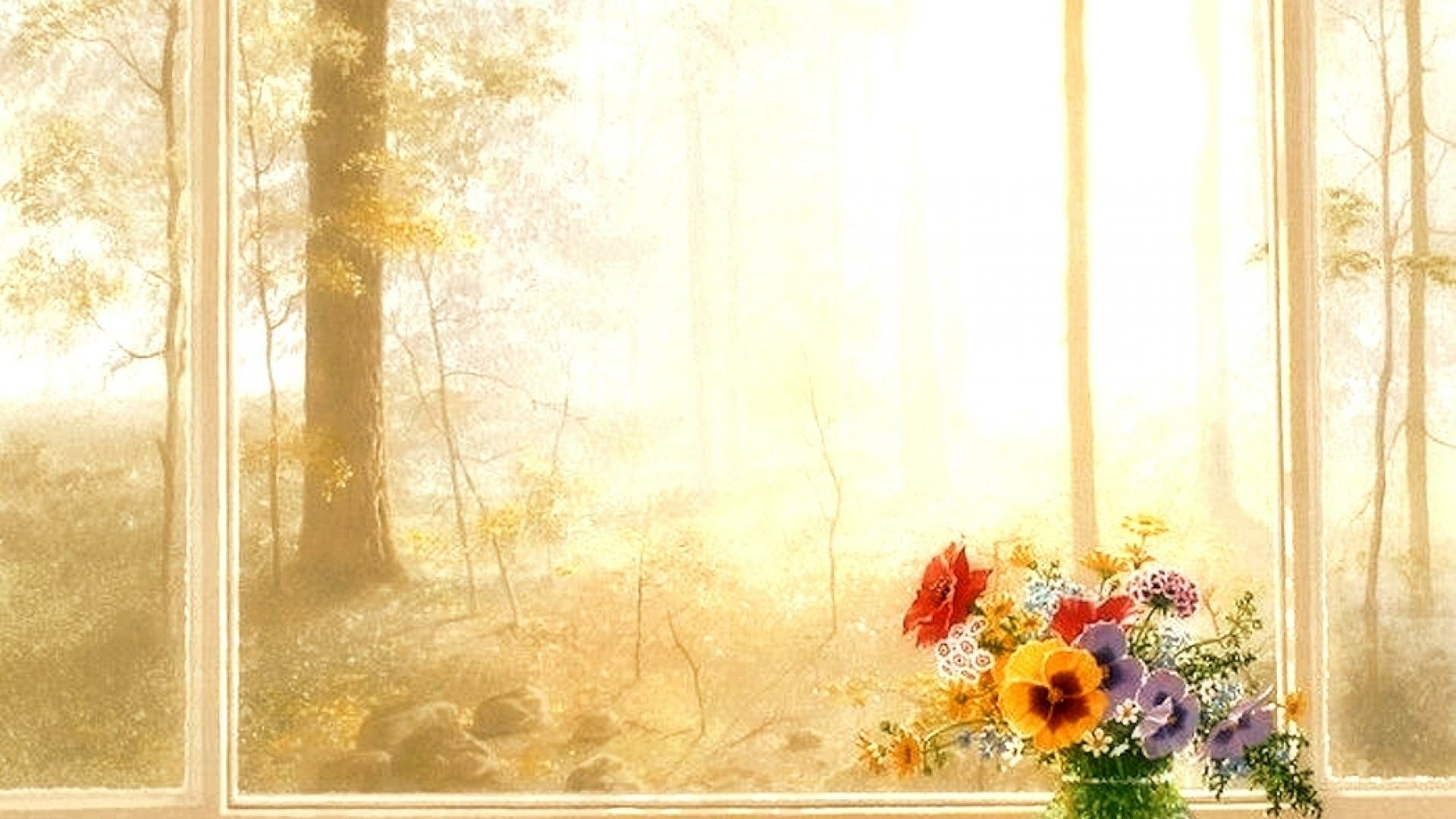 Flowers on the Windowsill Image Abyss