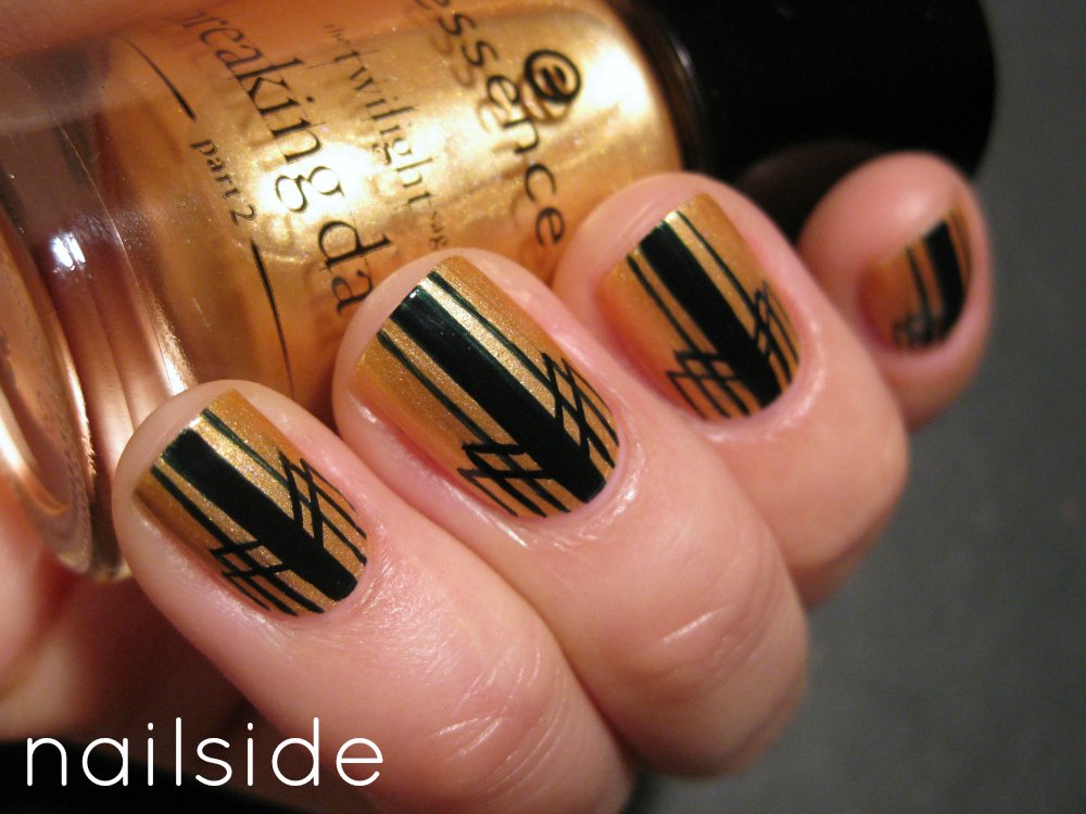  Art Deco fingernails _gold & black