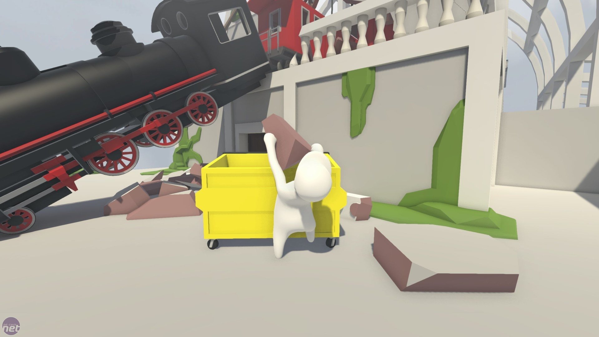 video game Human: Fall Flat human figure dumpster train Image