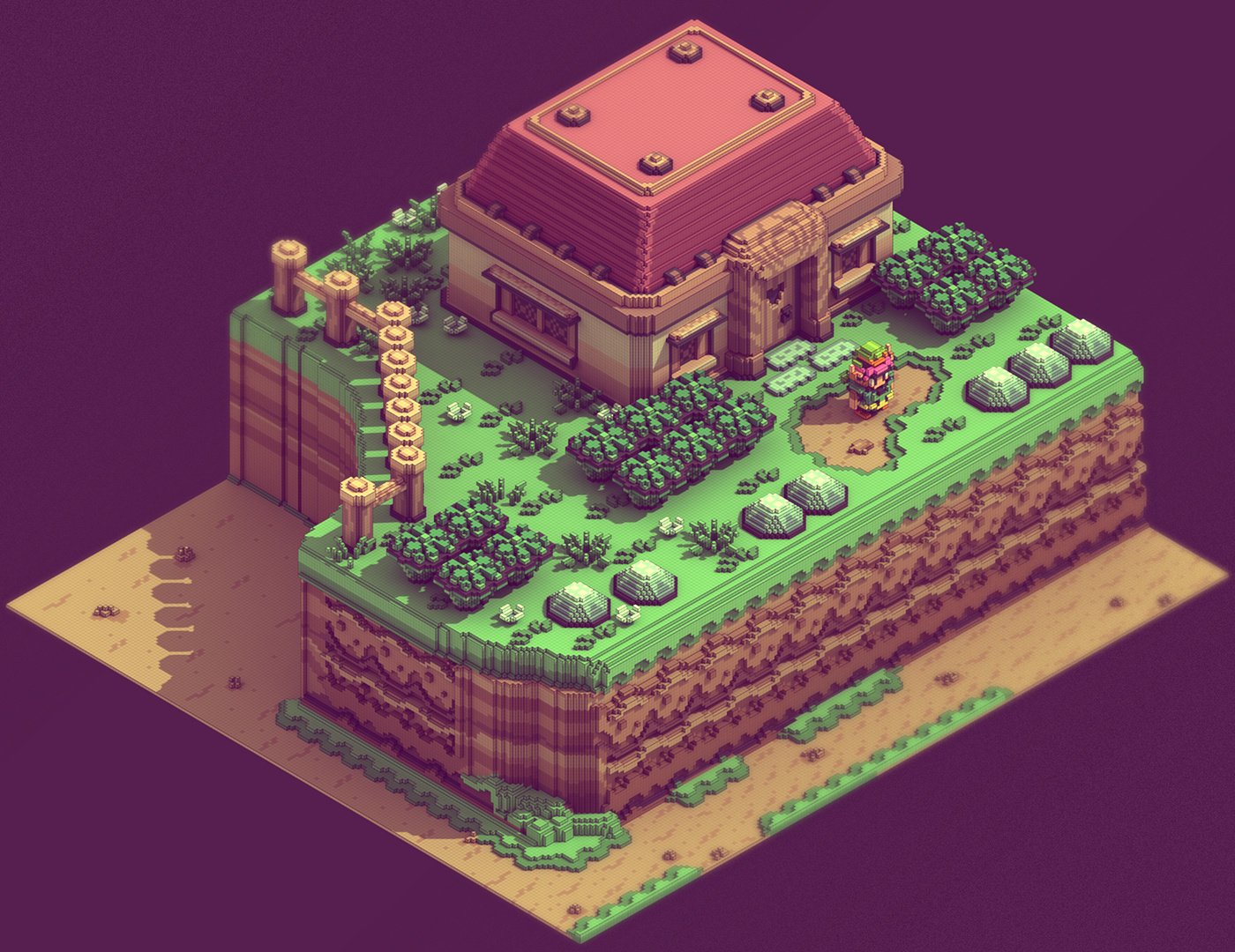 video game The Legend of Zelda: A Link to the Past isometric pixel art landscape Image